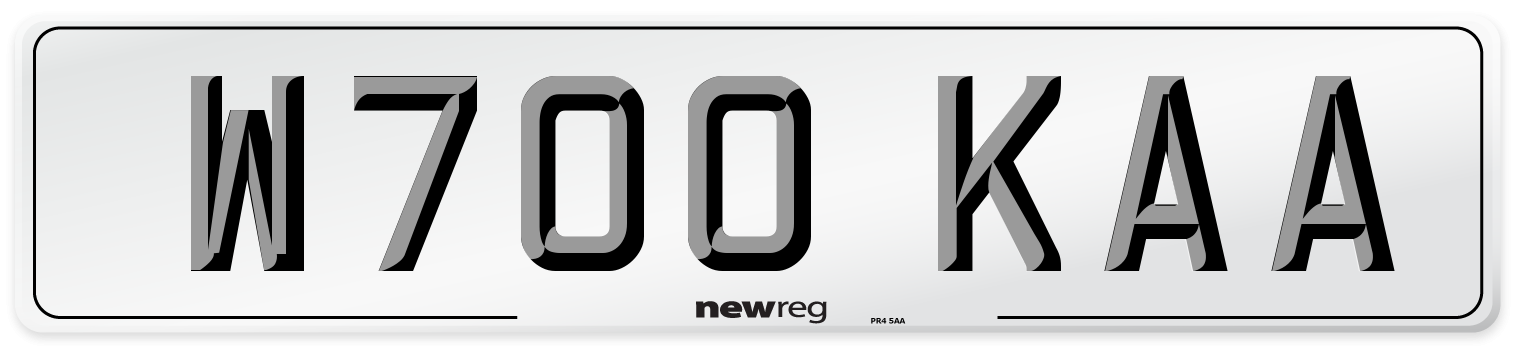 W700 KAA Number Plate from New Reg